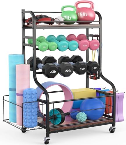 Weight Rack for Dumbbells, All in One Home Gym Storage Rack for Yoga Mat Dumbbells and Kettlebells Holder, 4 Tier Heavy Duty Metal Workout Gym Equipment Storage Organizer with Wheels and Hooks post thumbnail image