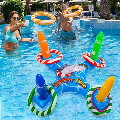 Pool Toys Games for Kids and Adults, Swimming Water Fun Floats Pool Accessories Inflatable Ring Toss for Boys and Girls, Upgrade to 3 Style Colorful Rings post thumbnail image