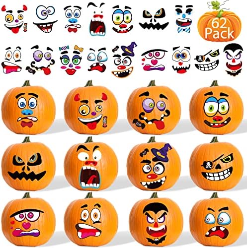 62 Pack Halloween Pumpkin Decorating Stickers Funny Pumpkin Face Stickers for Kids Toddlers Classic Pumpkin Expressions Crafts Stickers Trick or Treat Party Favors Gifts Decor Idea 16 Sheets post thumbnail image