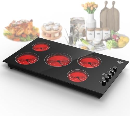 VBGK Electric Cooktop 36 Inch,Built-in Electric Stove Burner Ceramic Stove 5 Burners, 8000W Power Control by Knob, Radiant Electric Stove top with 9 Power Levels Over-Temperature Protection 220V-240V post thumbnail image