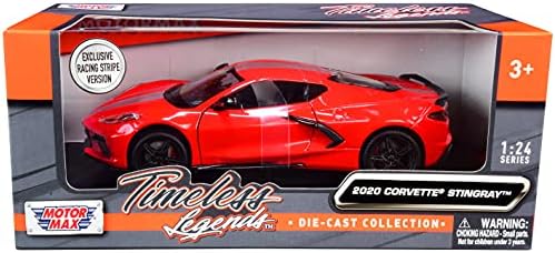 Motormax Toy 2020 Chevy Corvette C8 Stingray Red with Silver Racing Stripes Timeless Legends 1/24 Diecast Model Car by Motormax 79360 post thumbnail image