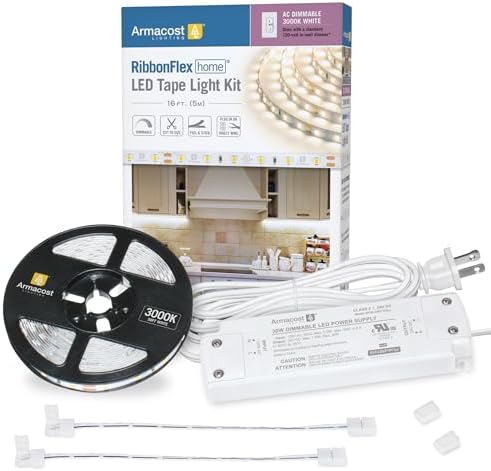 Armacost Lighting 421502 Ribbon Flex Home LED Tape Light Kit, 16 ft, AC Dimmable (3000K) 300 LED Lights post thumbnail image