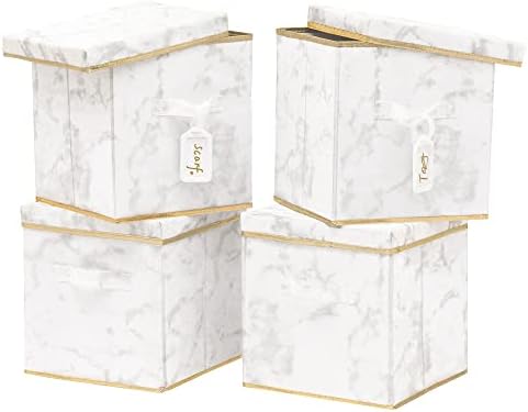 Storage Cubes with Lids – 11inch Foldable, Fabric Dual Handles Storage Box, Closet Organizer Shelf Baskets, Nursery Bins for Home&Office 4-Pack (Marble) post thumbnail image