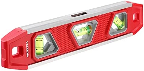 WORKPRO 9-Inch Torpedo Level Magnetic, Small Leveler Tool with 3 Different Bubbles 45°/90°/180° and Overhead Viewing Window, Shock Resistant Bubble Level V-Groove for Measuring plumbing, wood, etc. post thumbnail image