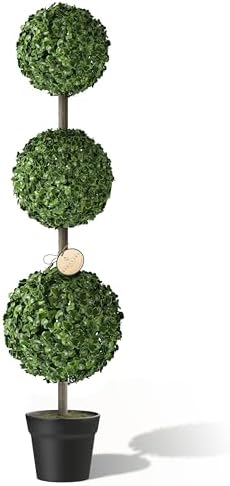 Barnyard Designs 4ft (48”) Artificial Boxwood Topiary Ball Tree, Front Porch Home Decor, Faux Fake Plant Decoration, (Single Tree) post thumbnail image