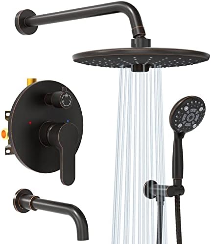 SR SUN RISE 10 Inches Shower Faucet Set Shower System with Tub Spout, Wall Mounted Bath Tub Faucet Combo, 3-Spray Rain Shower Head and 6-Setting Handheld Shower Kit, Valve Include, Oil Rubbed Bronze post thumbnail image