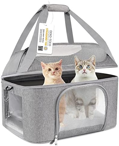 Large Cat Carrier for 2 Cats, Oeko-TEX Certified Soft Side Pet Carrier for Cat, Small Dog, Collapsible Travel Small Dog Carrier, TSA Airline Approved Cat Carrier for Kitten Cats 20 lbs-Gray post thumbnail image