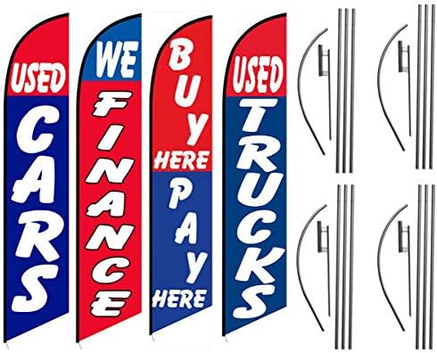 Used Cars Auto Dealership Carlot Feather Banner Flag Kit Package, Includes Flag Poles and Ground Stakes, Auto Finance Buy Here Pay Here Used Trucks Swoopers post thumbnail image