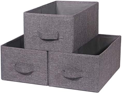 Set of 3 Closet Organizer Bins with Handle, Fabric Foldable Storage Baskets Cloth Box Containers for Shelves Home Office Clothes Clothing Large post thumbnail image