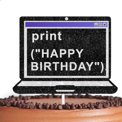 Black Glitter Print Computer Cake Topper Pick for Software Engineering IT Theme Decor Supplies Boys Girls Happy Birthday Grad Party Decorations post thumbnail image