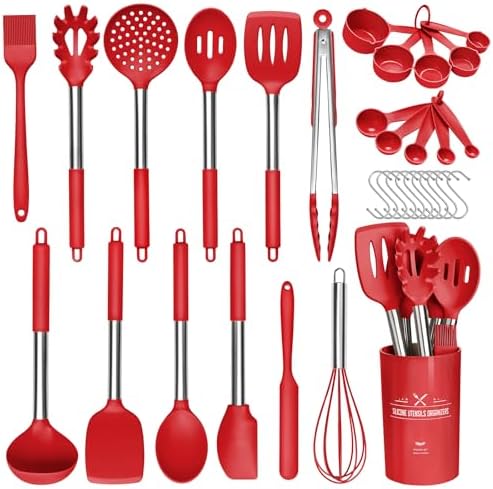 33PC Silicone Cooking Utensils Set -Kitchen Cooking Utensils Set, Non-Stick Kitchen Utensils with Spatula,Kitchen Tools Gadgets with Stainless Steel Handle (Red) post thumbnail image