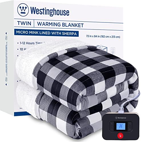 Westinghouse Twin Size Electric Blanket, Soft Flannel to Sherpa Heated Blanket with 10 Heating Levels & 1 to 12 Hours Heating Time Settings, Fast Heating Blanket, Black Plaid, 62×84 Inches post thumbnail image