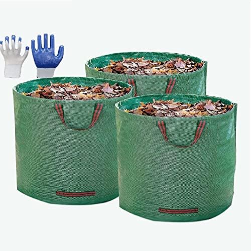 3-Pack 63 Gallons Garden Waste Bags（19H,31D inches）Reuseable Lawn Garden Leaf Waste Bags with 4 Handles, Free Gloves, Heavy Duty Gardening Bags Leaf Trash Container Bags post thumbnail image