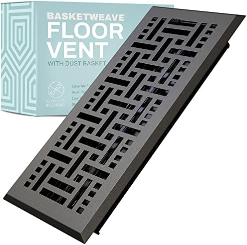 Home Intuition Basketweave 4×10 Inch Decorative Floor Register Vent with Mesh Cover Trap, Dark Grey post thumbnail image