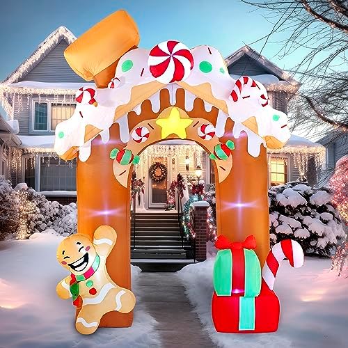 Joiedomi 10 FT Christmas Inflatable Gingerbread House Archway with Built-in LEDs, Blow Up Inflatable Archway for Xmas Party Indoor, Outdoor, Yard, Garden, Lawn Décor, Holiday Season Decorations post thumbnail image