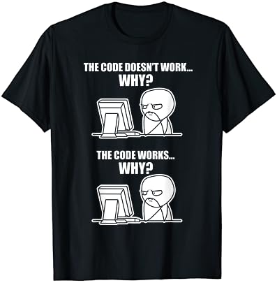 Funny Programmer T-Shirt – Code Works Why Meme Tee post thumbnail image