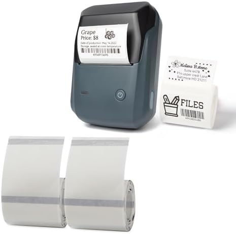 B1 Black Label Makers-Barcode Label Printer Bluetooth Portable Thermal Printer for Small Business,Address,Logo,Clothing,Jewelry, Retail+2 Rolls Clear Address Round Label Label Maker Tape post thumbnail image