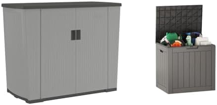 Suncast 130 Gallon Backyard Storage Shed Bundle with 31 Gallon East Oak Waterproof Deck Box for Outdoor Storage post thumbnail image