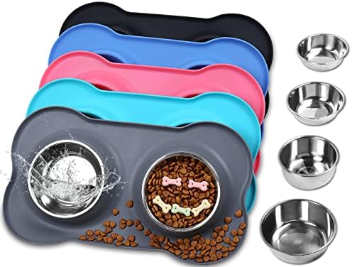 VIVAGLORY Dog Bowls, Dog Food Bowls, Stainless Steel Cat Puppy Water Bowls with Non Spill Skid Resistant Silicone Mat, Small, Gray post thumbnail image