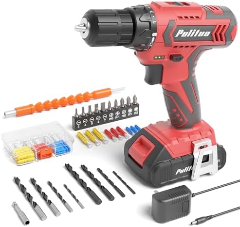 PULITUO Cordless Drill Set, 20V Electric Power Drill with Battery And Charger, 30N.m and 21+1 Torque, 2 Variable Speeds, with 59pcs Drill Driver Bits Kit, Screws Set，(Red) post thumbnail image