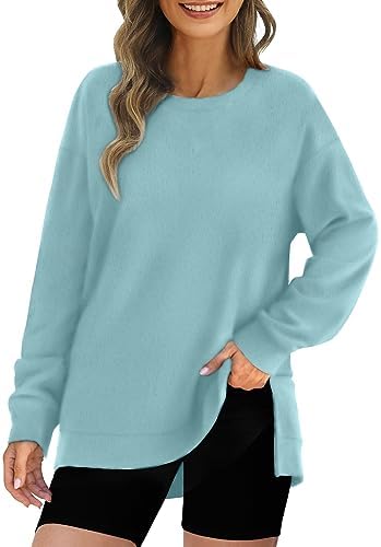 Womens Fall Fashion 2023 Casual Crew Neck Long Sleeve Side Split Pullover Sweatshirts Oversize Outdoor Sports Tops post thumbnail image