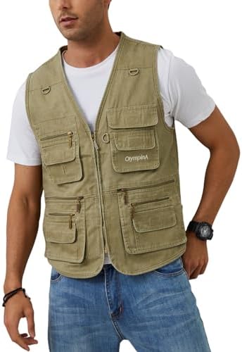 Gihuo Men’s Fishing Vest Casual Utility Travel Safari Cargo Outdoor Work Photo Fly Vest Jacket with Multi Pockets post thumbnail image