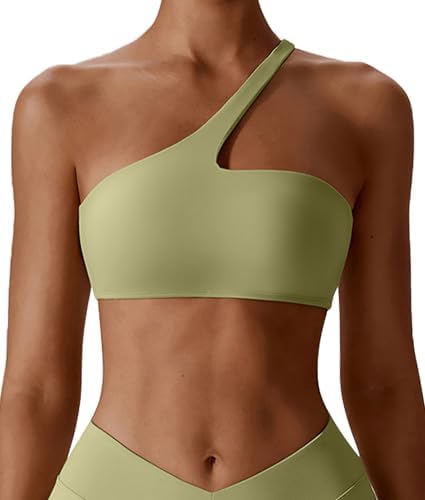 FEOYA One Shoulder Bandeau Sports Bra for Women One Strap Asymmetrical Padded Workout Yoga Bra Tube Top post thumbnail image