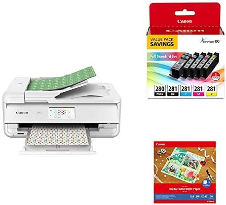 Canon TS9521C Wireless Crafting Printer, 12X12 Printing, White, Amazon Dash Replenishment Ready with PGI-280 / CLI-281 5 Color Ink Pack,and Double Sided Matte Photo Paper post thumbnail image