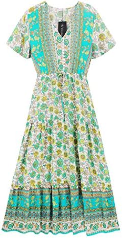 R.Vivimos Womens Summer Floral Print Cotton Short Sleeve Flowy Dress post thumbnail image