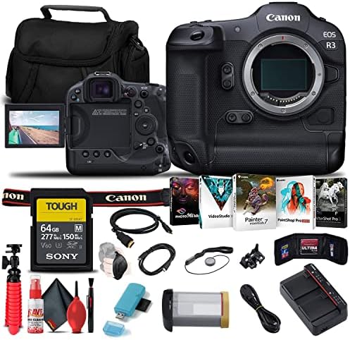 Canon EOS R3 Mirrorless Camera (4895C002) + Sony 64GB Tough SD Card + Card Reader + Corel Photo Software + HDMI Cable + Case + Flex Tripod + Hand Strap + Cap Keeper + Memory Wallet + More (Renewed) post thumbnail image