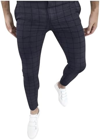 Indoor Boy Seasons Casual Plaid Printed Pocket Zipper Button Feet Pants Suit Pants Bleach Pants for Men post thumbnail image