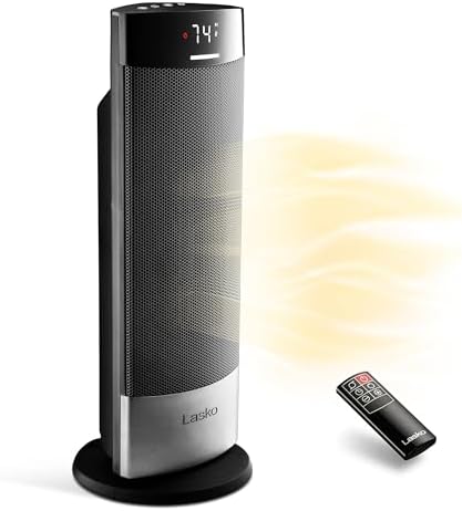 Lasko Ellipse Ceramic Tower Heater for Home with Tipover Switch, Child Lock, Digital Display, Thermostat, Wide Oscillation, Remote, Timer, For Bedroom, Office, Living Room, Den, 1500W, Black, CT18950 post thumbnail image