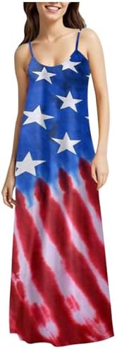 4th of July Dresses Women Patriotic Sleeveless Sun Dresses Independence Day Swing Stretch Beach Sundress post thumbnail image