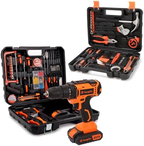 YOUGFIN 118 Pieces Power Tool Combo Kit with 20V Cordless Drill (3/8″), 2 Pack 1.5Ah Battery & Charger, 38-Piece Household Tool Set | Basic Hand Tools Kit with Toolbox post thumbnail image