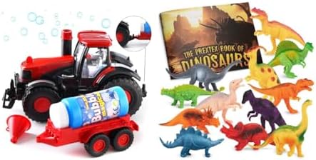 PREXTEX Bump & Go Bubble Blowing Farm Tractor Toy Truck with Lights, Sounds and Dinosaur Figures for Kids 3-5+ (12 Plastic Dinosaurs Figurines with Educational Dinosaur Book) post thumbnail image