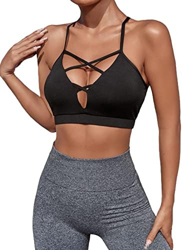 Milumia Women Criss Cross Low Cut Sports Bra Contrast Fishnet Padded Workout Bras post thumbnail image