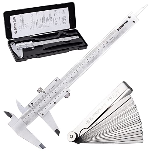 Spurtar Vernier Caliper, 6″ Stainless Steel Non Digital Caliper, 0-6Inch/0-150mm Manual Micrometer Caliper with 32 Blade Steel Feeler Gauge post thumbnail image