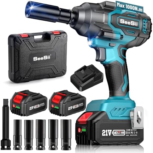 Seesii 1000Nm(738ft-lbs) Cordless Impact Wrench High Torque,1/2″ Brushless Impact Gun w/Two 4.0AH Battery,Fast Charger, 5 Sockets & Storage Case, Electric Impact Wrench for Car Truck,WH760 post thumbnail image