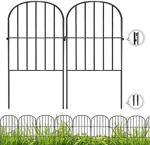 Decorative Garden Fence 24 Pack Black,24 Ft (L) X 24 in (H) Animal Barrier Fence for Small Dog, Garden Fence Border, Arched Rustproof Metal Fence Outdoor Flower Bed Landscape Decor post thumbnail image