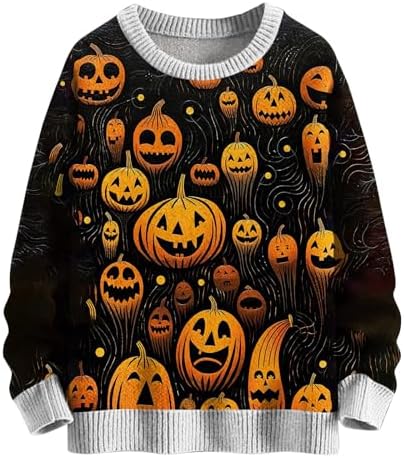 Womens Casual Tops,Women’s Halloween Sweatshirt Novelty Ghost Print Long Sleeve Sweatshirts Casual Fall Sweaters post thumbnail image