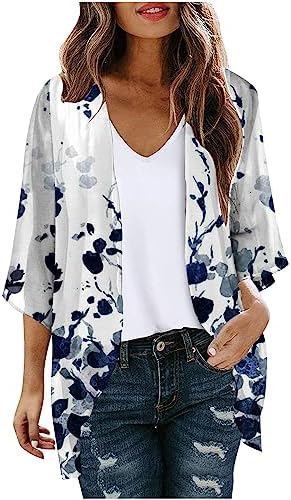 2024 Floral Printed Cardigans Women’s Puff Sleeve Kimono Casual Loose Cover Up Boho Blouse Tops Summer Boho Clothes post thumbnail image