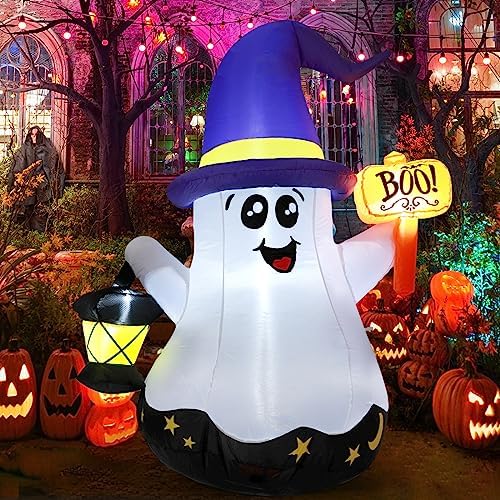 GOOSH 5 FT Halloween Inflatables Ghost Outdoor Decorations Blow Up Yard Cute Wizard Ghost with Hand-Held Light with Built-in LEDs for Garden Lawn Indoor Party Decor post thumbnail image