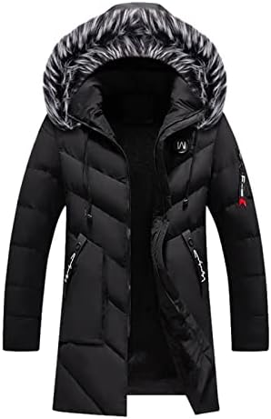 Mens Mid Length Puffer Jacket with Faux Fur Removable Hood Fleece Lined Parka Jacket Thick Hooded Winter Zip Up Coats post thumbnail image