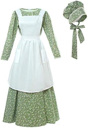 ROLECOS Pioneer Costume Dress Womens American Historical Clothing Modest Prairie Colonial Dress post thumbnail image