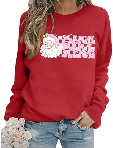 LUKYCILD Merry Christmas Sweatshirts Womens Sleigh Girl Sleigh Sweatshirt Xmas Holiday Funny Shirts Long Sleeve Pullover Top post thumbnail image