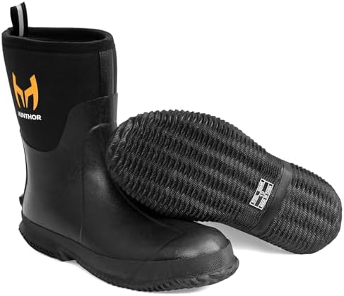 Rubber Boots for Men with Steel Shank, 6mm Neoprene Insulated Rain Boots, Mid Calf Waterproof Rubber Work Boots for Hunting, Gardening, Farming, Fishing post thumbnail image