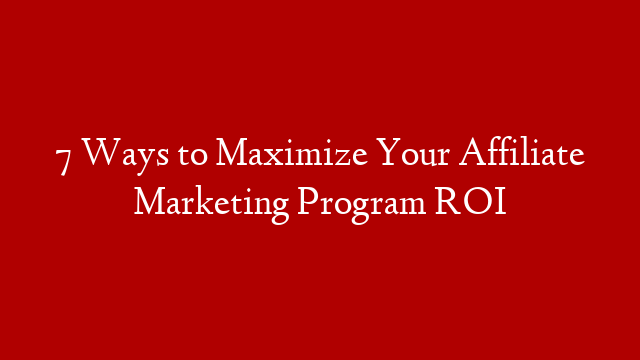 7 Ways to Maximize Your Affiliate Marketing Program ROI