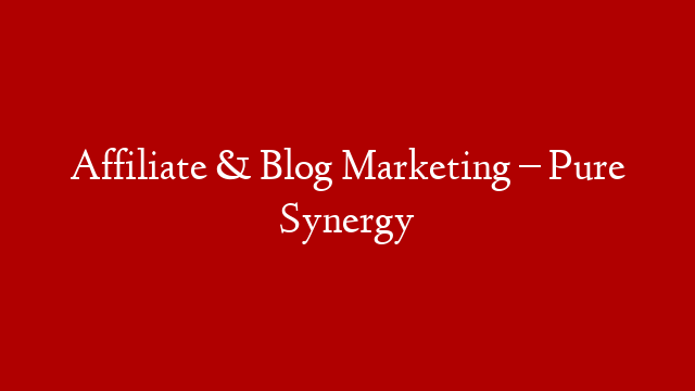 Affiliate & Blog Marketing – Pure Synergy post thumbnail image