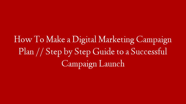 How To Make a Digital Marketing Campaign Plan // Step by Step Guide to a Successful Campaign Launch post thumbnail image
