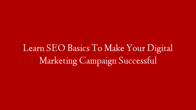 Learn SEO Basics To Make Your Digital Marketing Campaign Successful